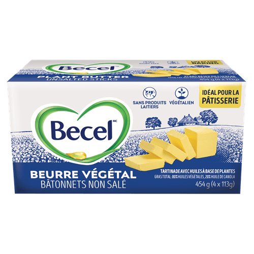 Product Page, BEURRE VÉGÉTAL SANS PRODUITS LAITIERS BECEL – BÂTONNETS NON-SALÉS