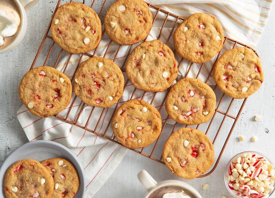 recipe image White Chocolate and Candy Cane Holiday Cookies