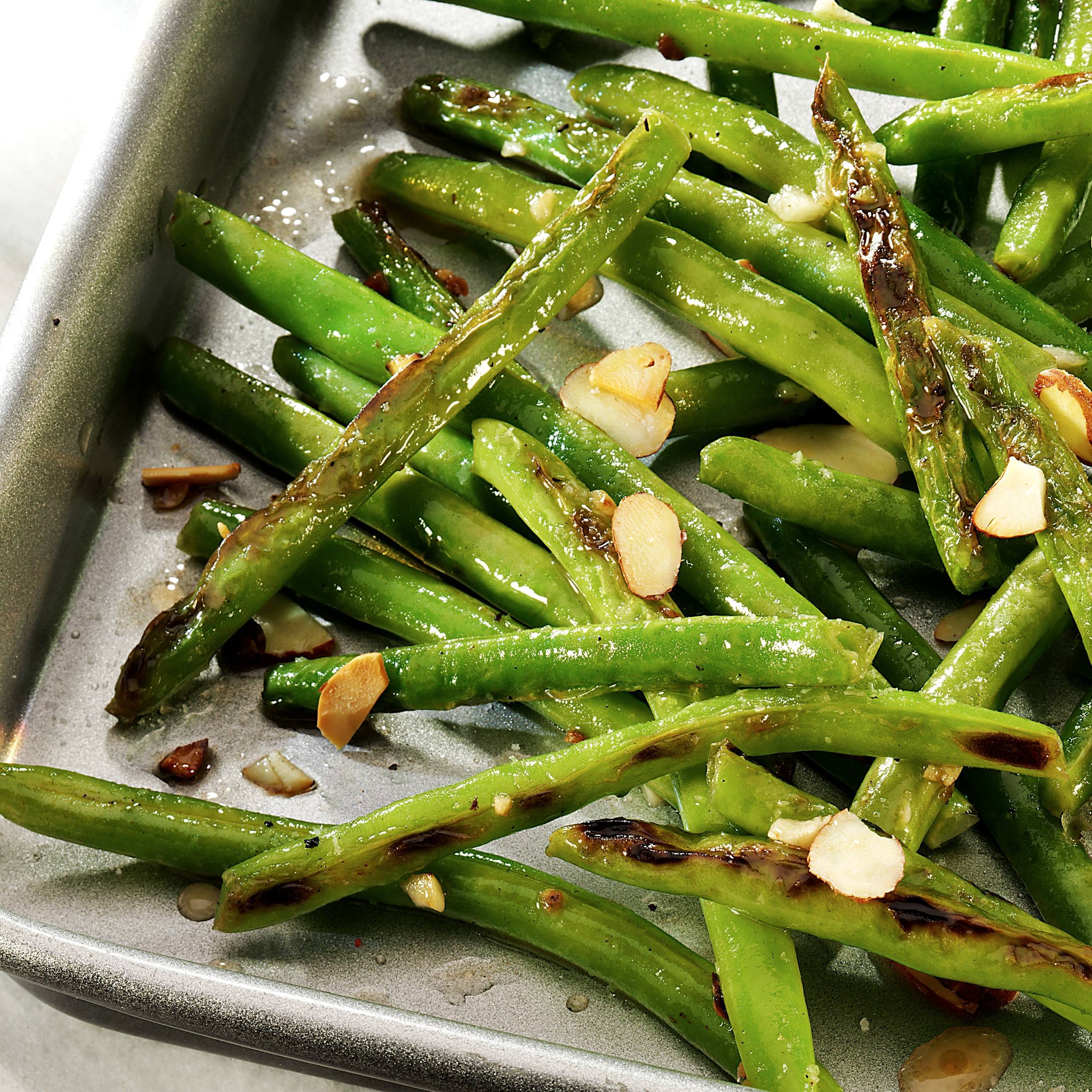 Haricots verts citronns rtis avec amandes