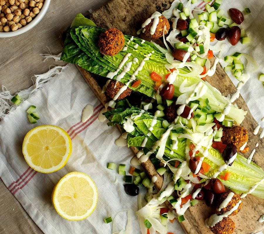 recipe image Falafel Salad With Tahini Dressing