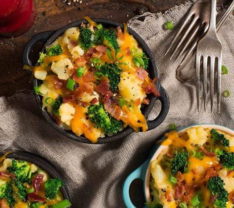 recipe image Loaded Mashed Potatoes with Bacon, Cheddar and Broccoli