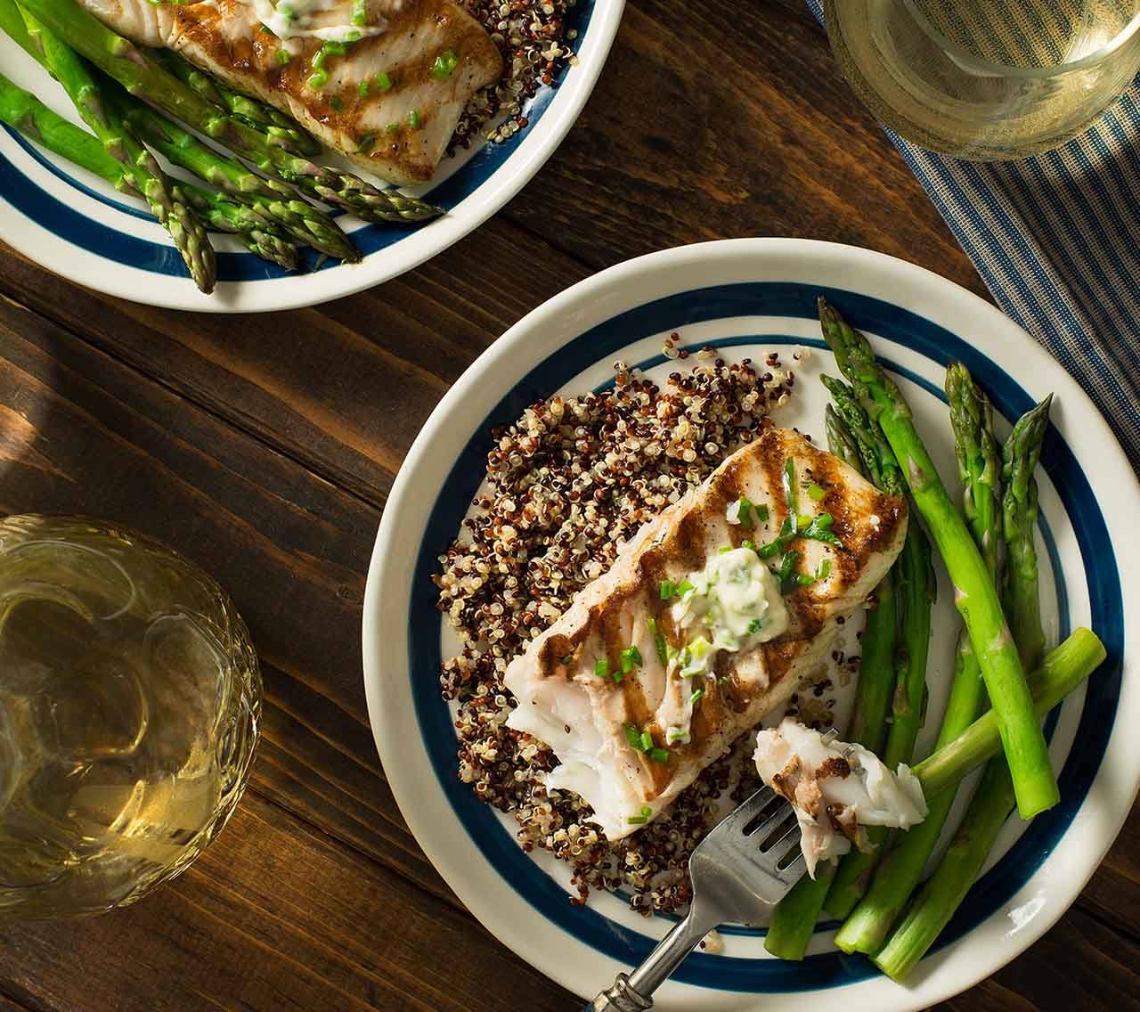 Grilled Halibut with Lemon, Shallots & Herbs Becel