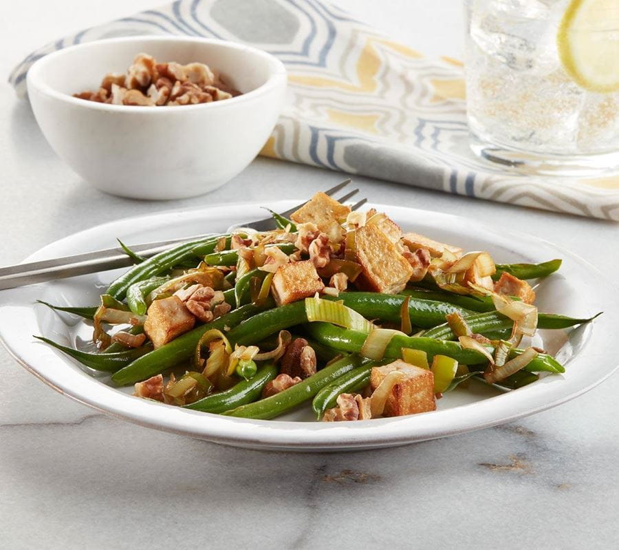 recipe image Vegan Garlic Soy Green Beans with Tofu