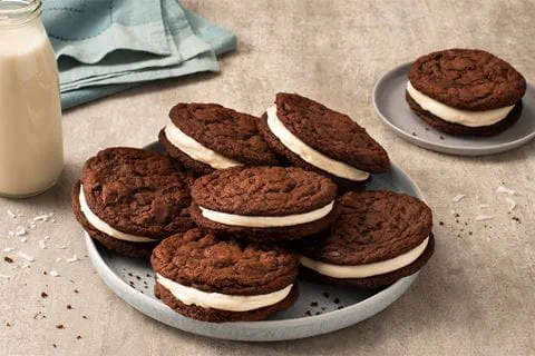 recipe image Chocolate C'oat'conut Sandwich Cookies