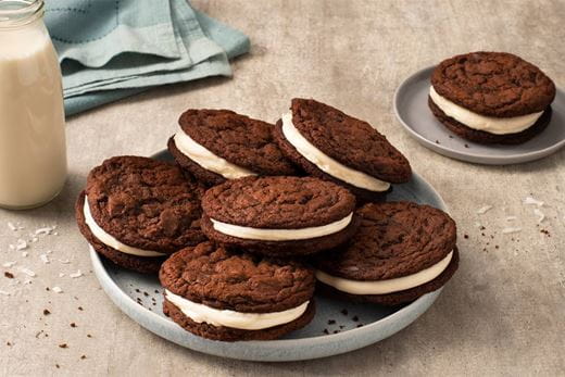 recipe image Chocolate C'oat'conut Sandwich Cookies
