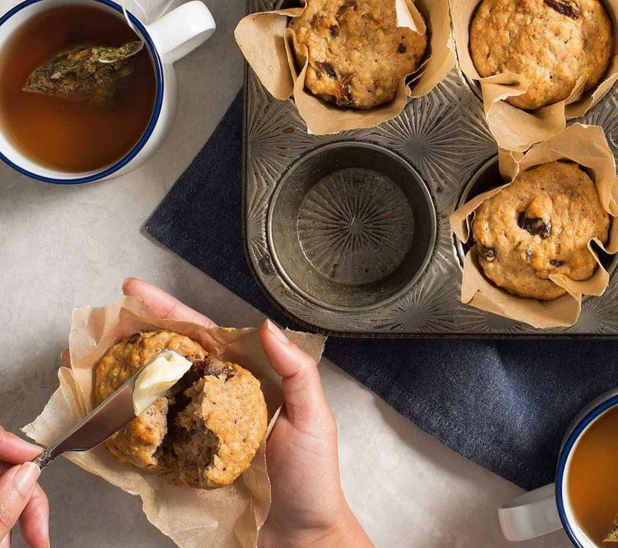 recipe image Muffins aux bananes, dattes et noix de grenoble