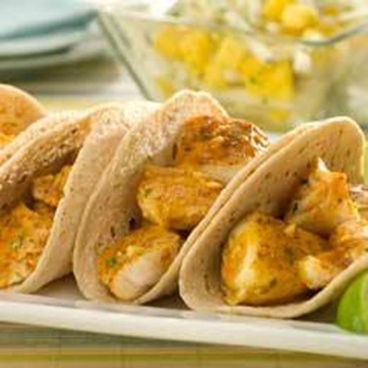 recipe image Tacos au poisson avec salade de jicama et mangue