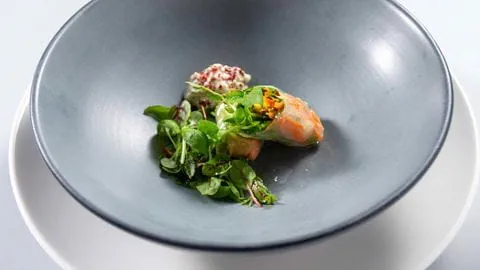 recipe image Summer Rolls with Spring Peas and Sesame Whipped Feta