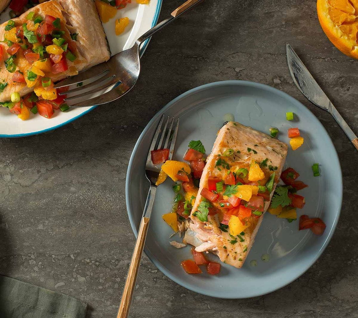 recipe image Grilled Salmon with Citrus-Tomato Salsa