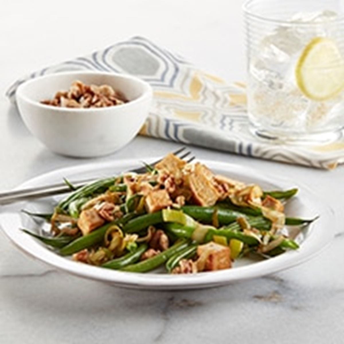 recipe image Vegan Garlic Soy Green Beans with Tofu