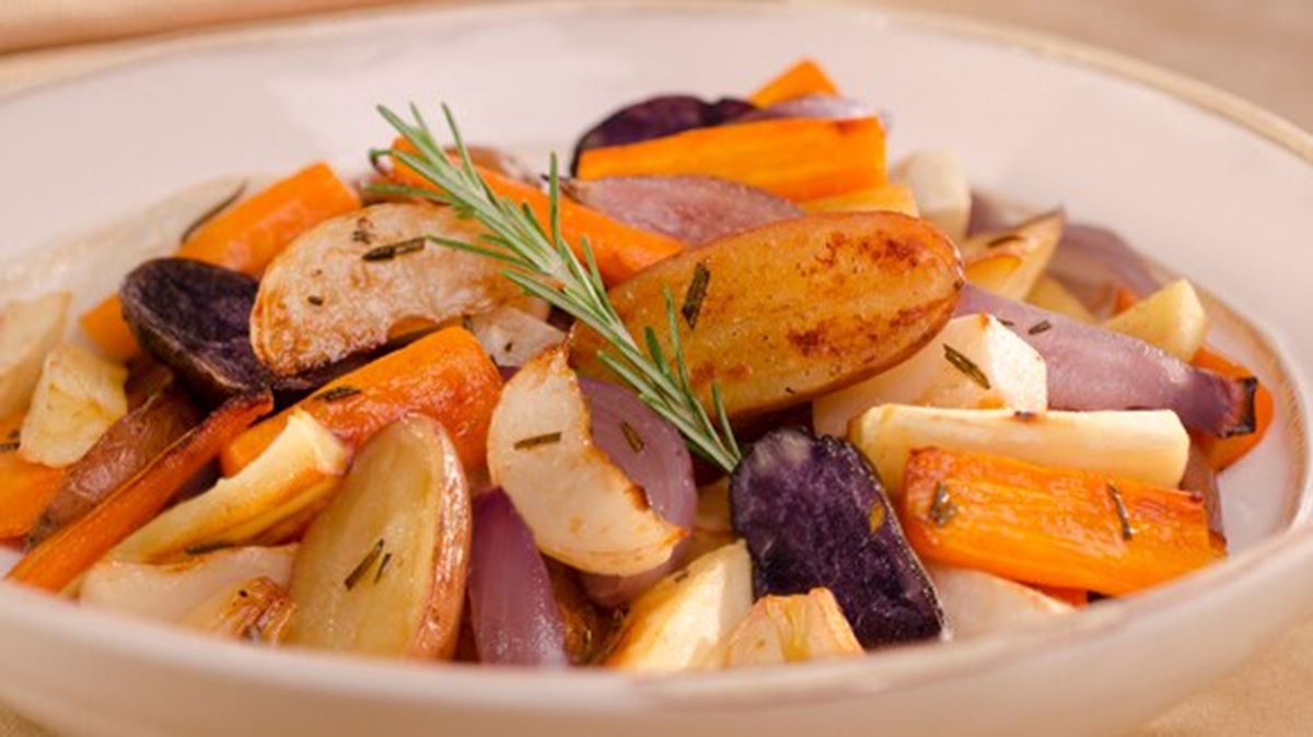recipe image Roasted Root Vegetables with Garlic & Rosemary
