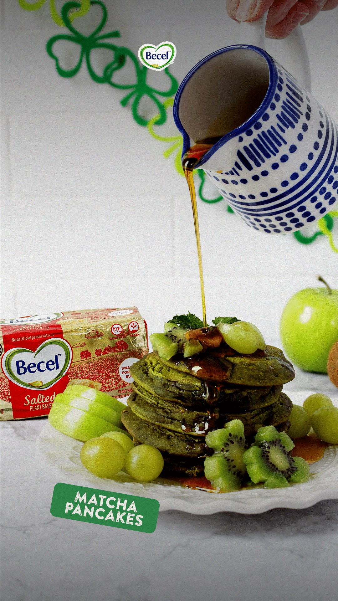 St Patrick's Day Matcha Pancakes| Becel