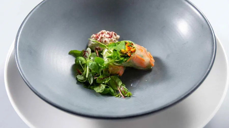 recipe image Summer Rolls with Spring Peas and Sesame Whipped Feta
