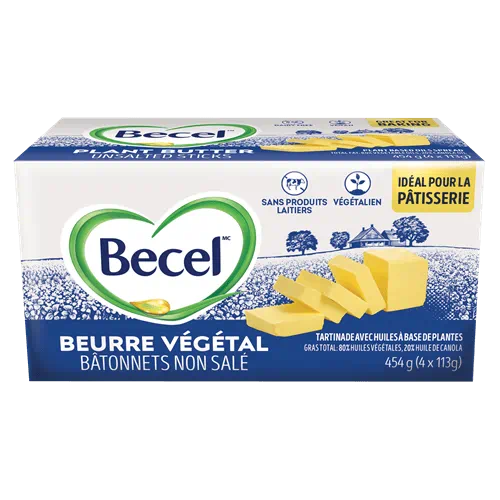 Product Page, BEURRE VÉGÉTAL SANS PRODUITS LAITIERS BECEL – BÂTONNETS NON-SALÉS