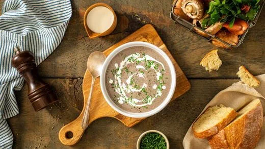 recipe image Crème de champignons végétalienne
