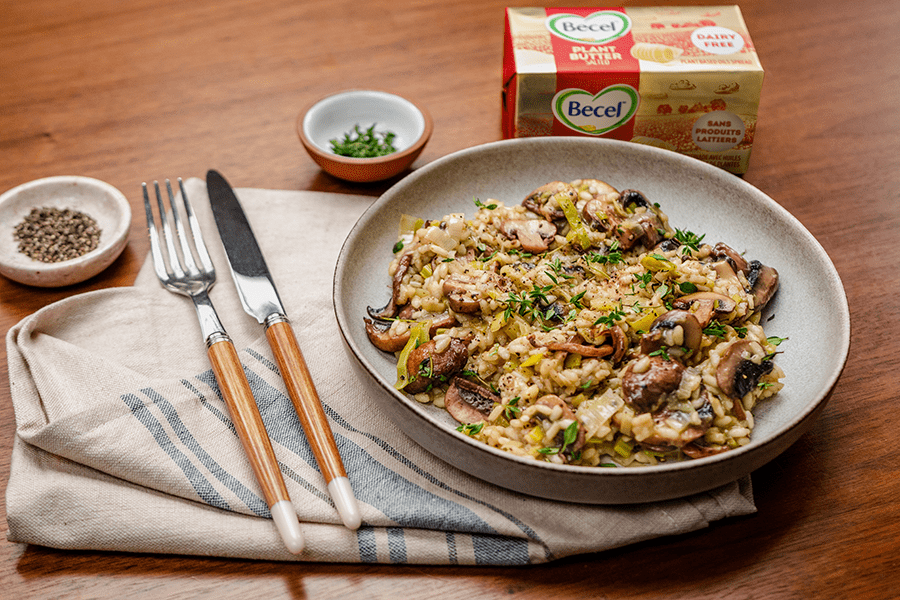 recipe image Risotto végétalien au beurre de miso et aux champignons